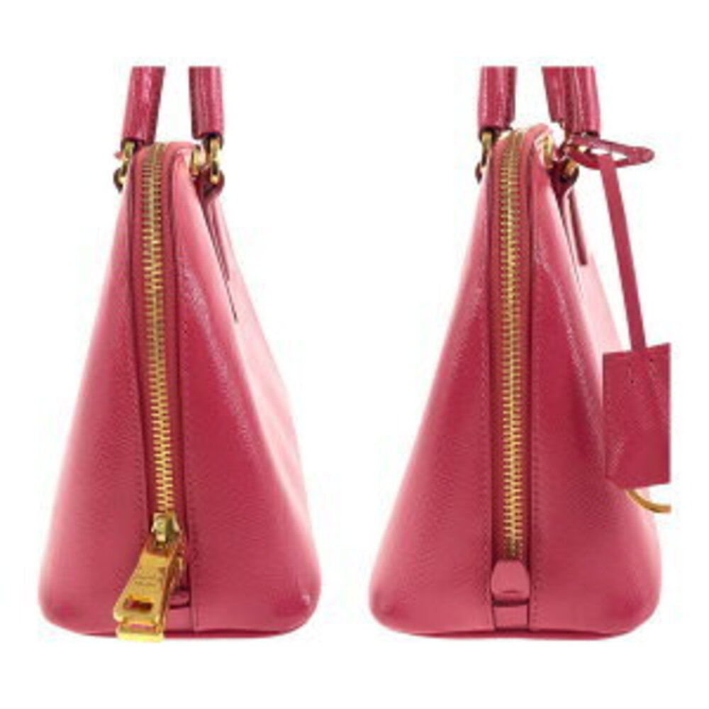 Prada handbag shoulder triangular pink leather Saffiano plate logo - Picture 7 of 10